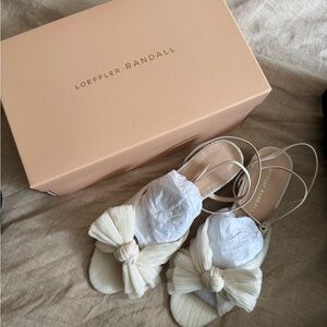 LOEFFLER RANDALL
Dahlia faux leather-trimmed plissé-organza sandals